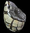 Polished Septarian Geode Sculpture - Black Crystals #73134-1